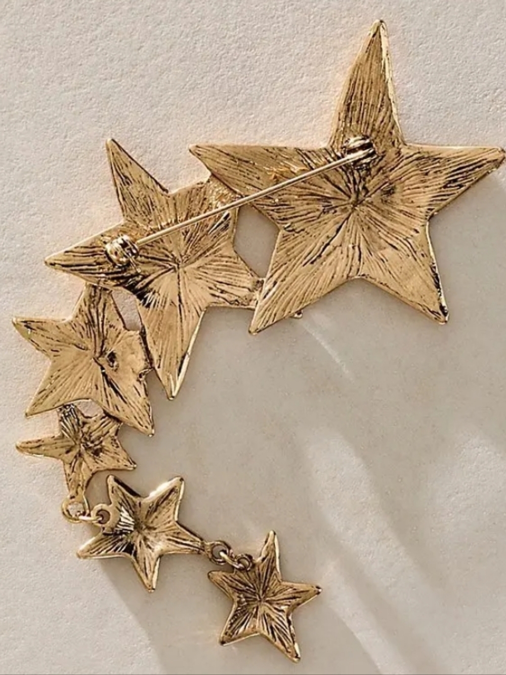 NWT Free People Shooting Stars Brooch Gold Tone Dangle Large Pin - Picture 2 of 5